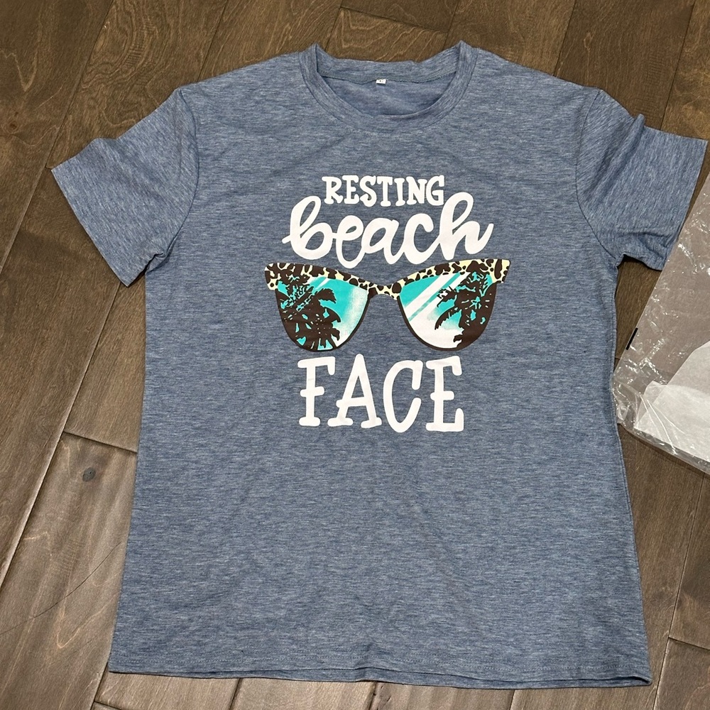 Blue Tee with Sunglasses Graphic